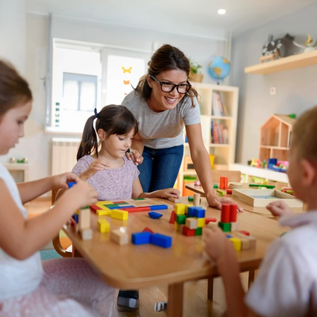 Daycare teacher with students